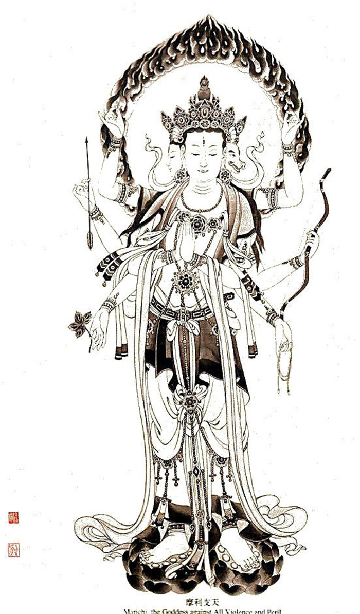 中國傳統菩薩大菩薩國畫白描欣賞