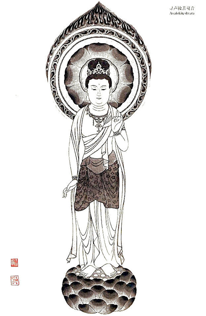 中國(guó)傳統(tǒng)菩薩大菩薩國(guó)畫白描欣賞