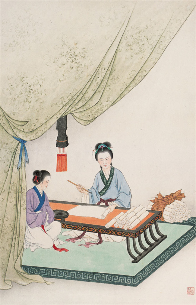 鄭慕康古代女子繪畫藝術作品