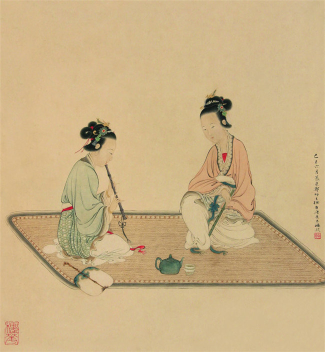 鄭慕康古代女子繪畫藝術作品