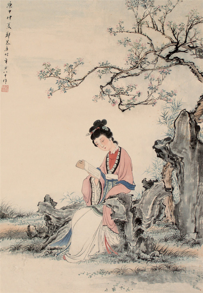 鄭慕康古代女子繪畫藝術作品