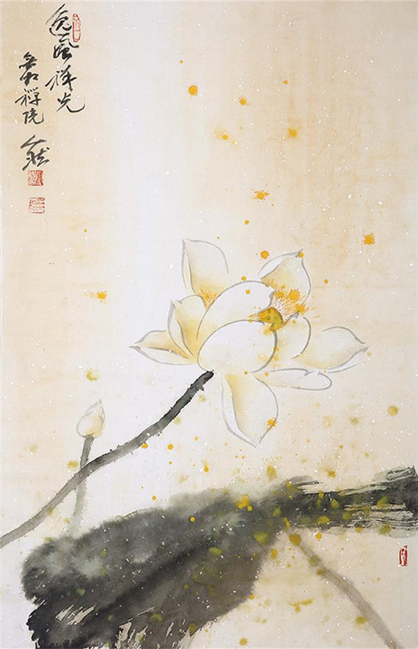 金香典雅荷花國畫藝術欣賞