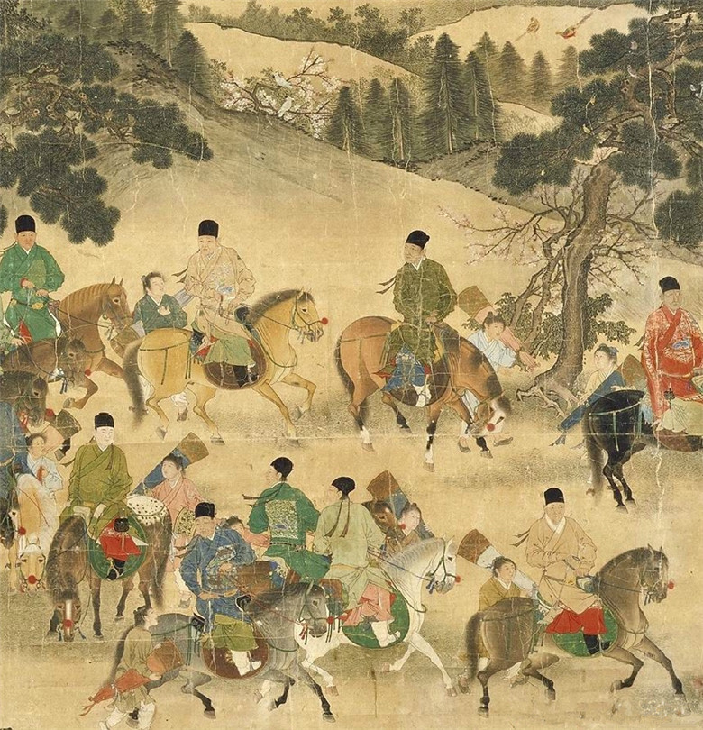 商喜《宣宗出獵圖》國(guó)畫狩獵圖欣賞