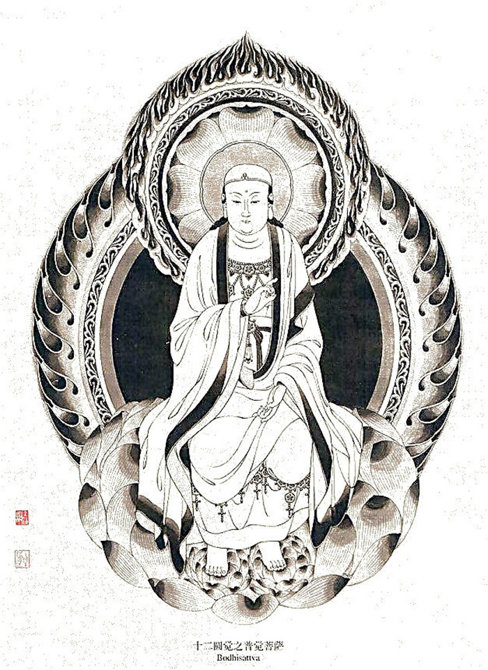中國傳統菩薩大菩薩國畫白描欣賞
