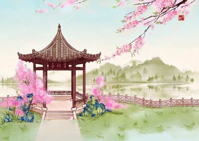 花香滿溢的古風圖片，春天意境的唯美古風圖片