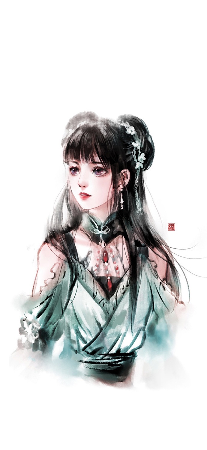簡約古風女子手機壁紙圖，唯美古風女子圖片