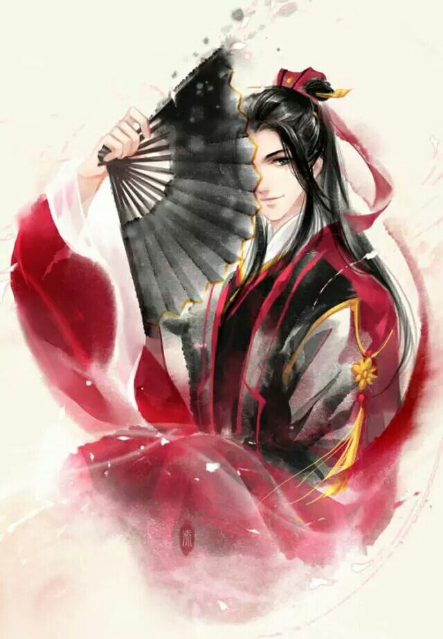 一組帥氣小哥哥古風圖片，手持折扇男生古風圖