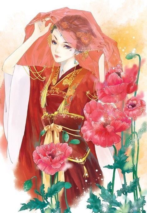 6張唯美古風圖片：一襲紅衣、披妝待嫁