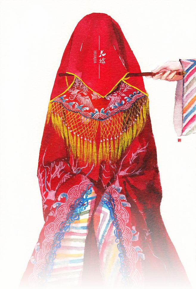 6張唯美古風圖片：一襲紅衣、披妝待嫁