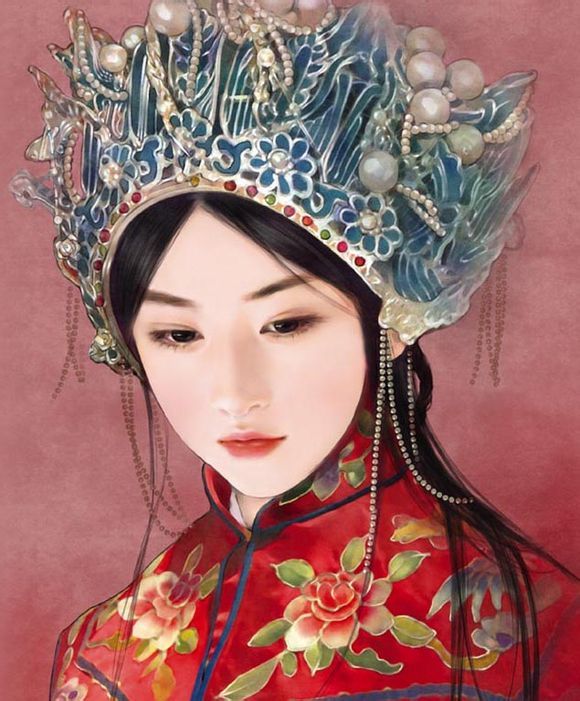 6張唯美古風圖片：一襲紅衣、披妝待嫁