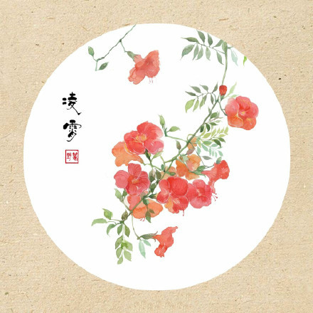 清新古風(fēng)花卉插畫(huà)，可作頭像的花卉插畫(huà)圖片