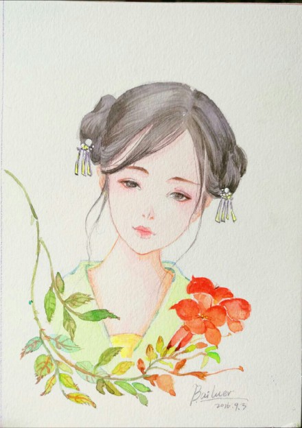 一組古風插畫女子步驟圖：畫出唯美古風女子