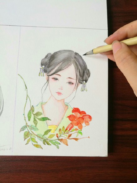 一組古風插畫女子步驟圖：畫出唯美古風女子