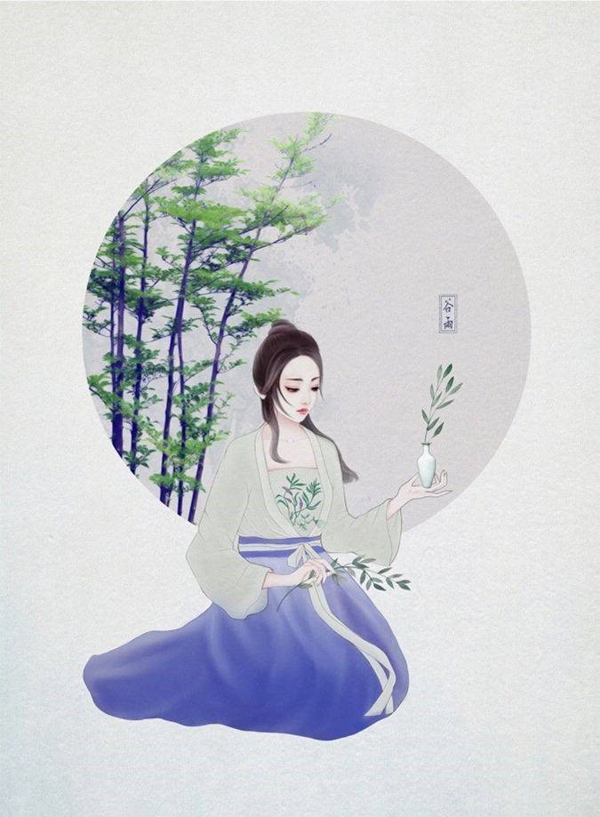 9款古風插畫圖片：二十四節氣美人圖