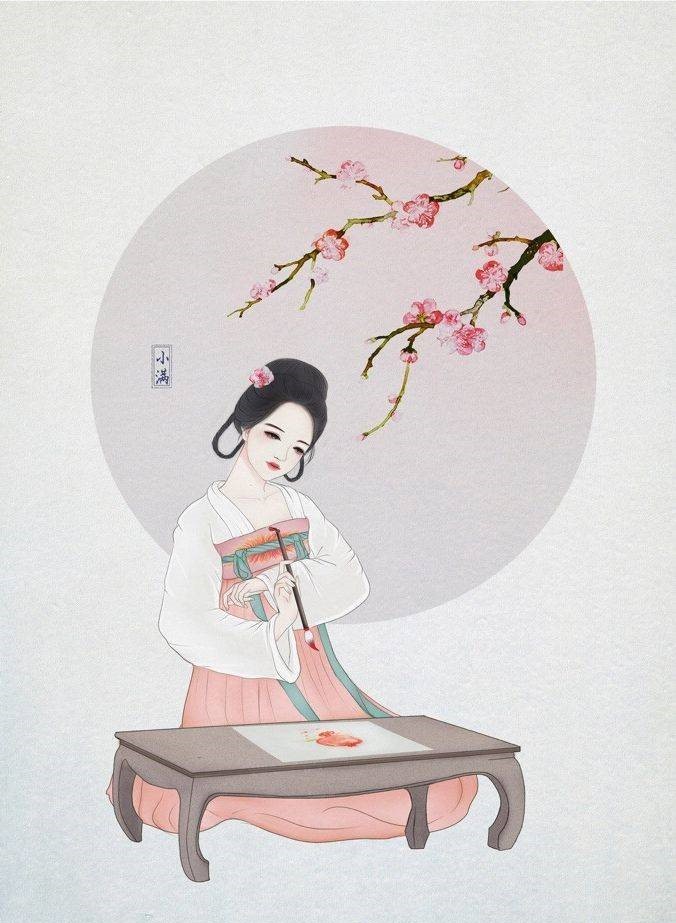 9款古風插畫圖片：二十四節氣美人圖