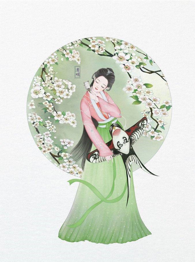 9款古風插畫圖片：二十四節氣美人圖