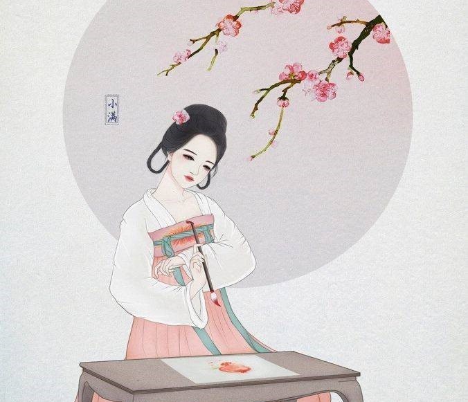 9款古風插畫圖片：二十四節氣美人圖