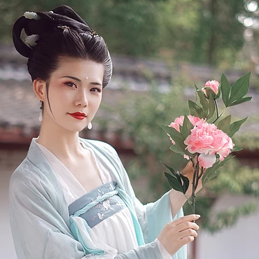 牡丹花女生頭像，唯美古風真人頭像