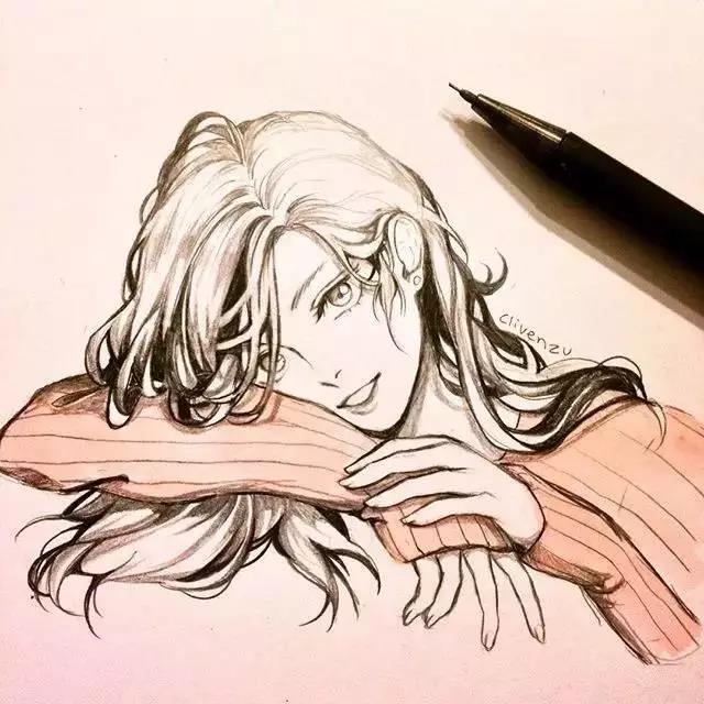 手繪鉛筆人物插畫，超級美吧！