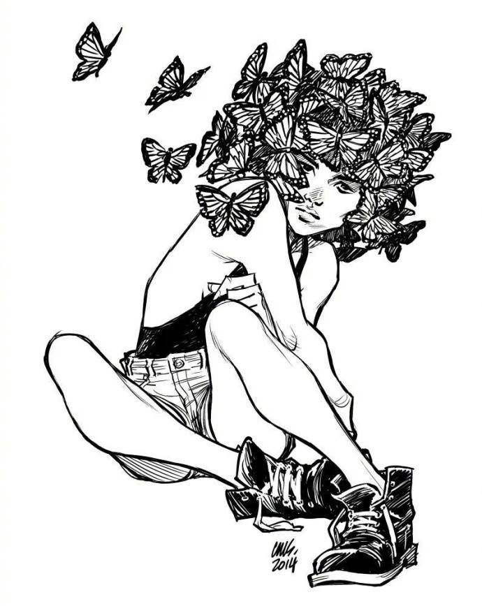 9款性感的黑白女郎插畫，嫵媚的美!
