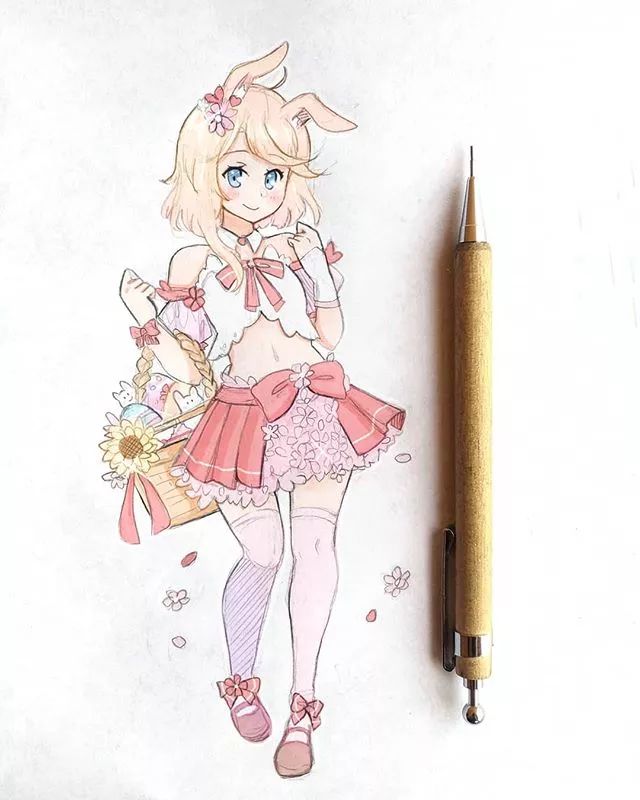 清新可愛美少女插畫，萌化你的心！