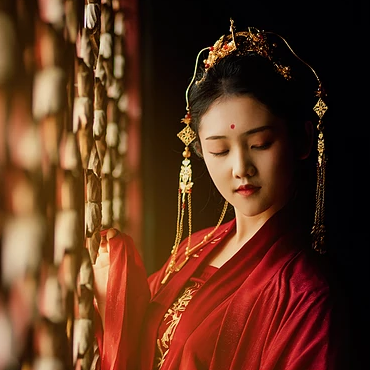 驚艷紅衣女生頭像，唯美古風真人頭像
