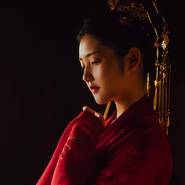驚艷紅衣女生頭像，唯美古風真人頭像