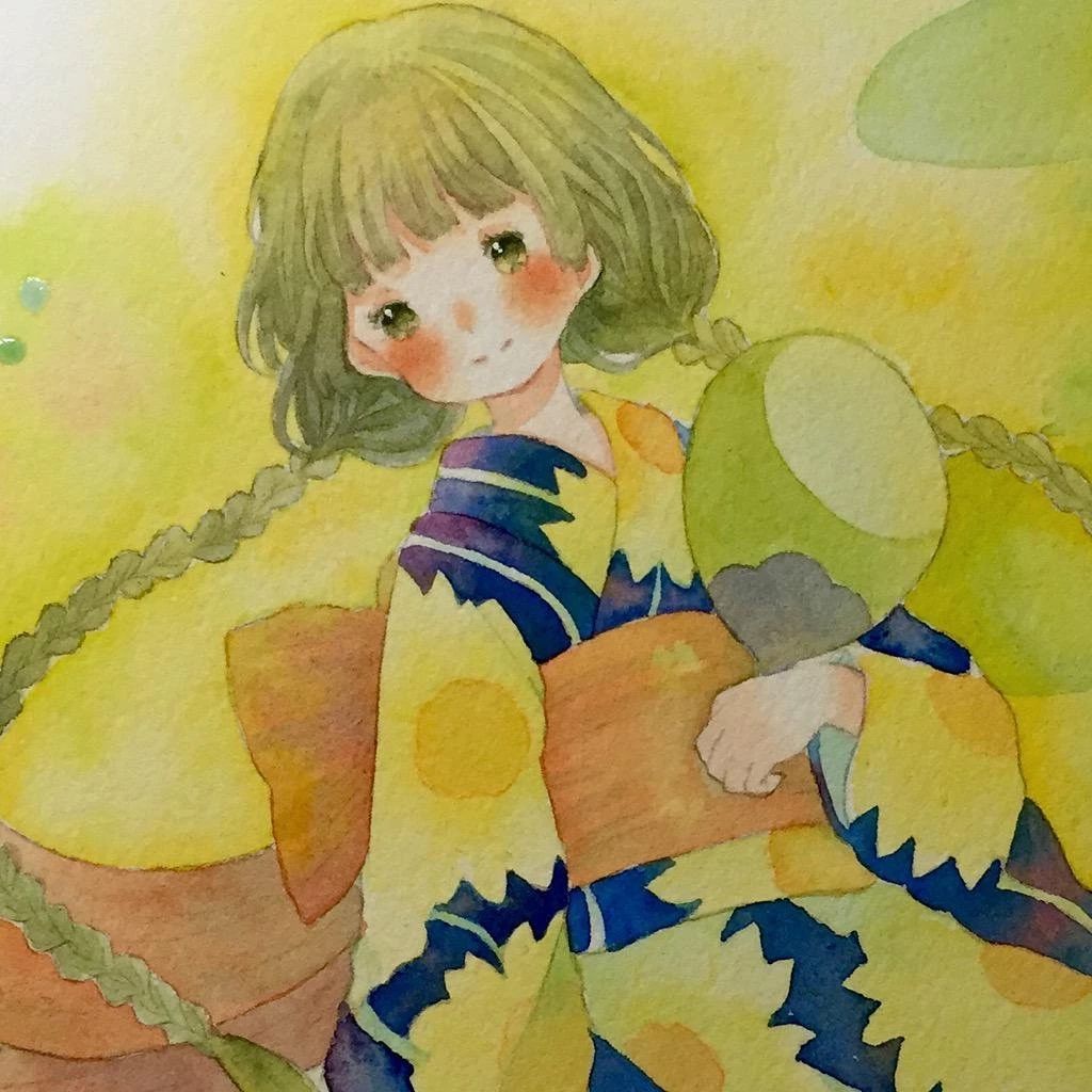 一組少女風的日系水彩插畫：清新唯美萌妹紙