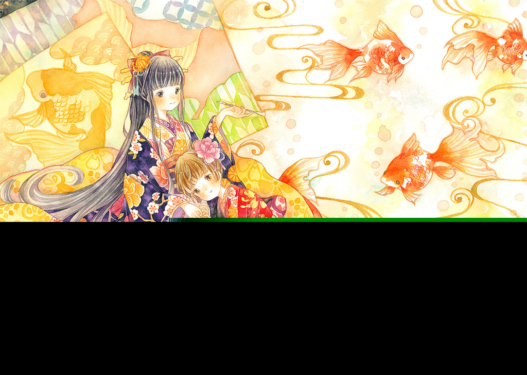一組少女風的日系水彩插畫：清新唯美萌妹紙