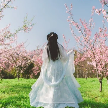 海棠花開女生頭像，唯美古風真人頭像