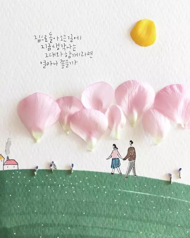 一組創意花瓣插畫，小清新唯美手繪插畫