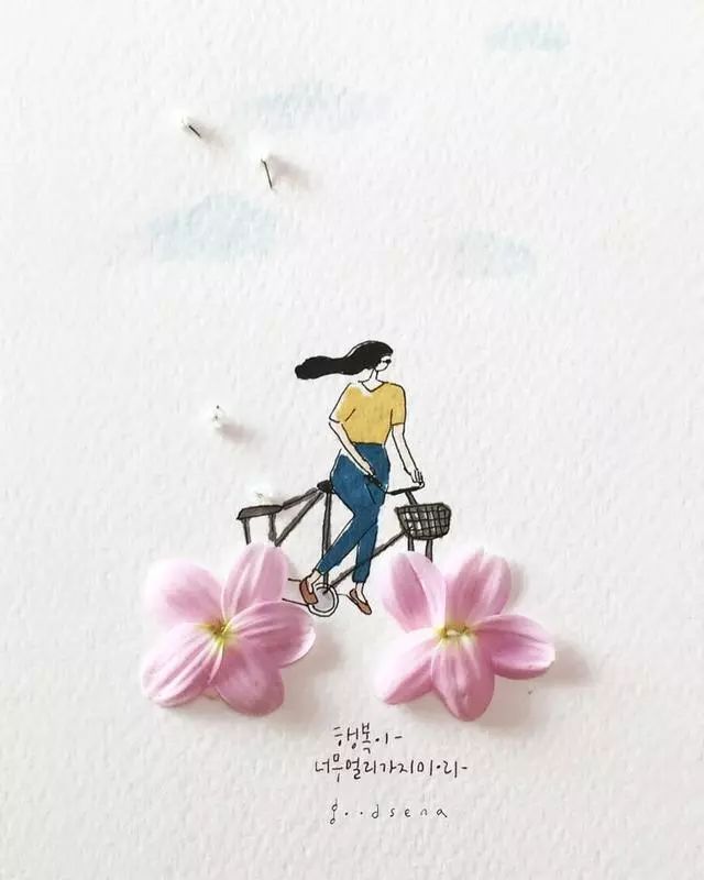 一組創意花瓣插畫，小清新唯美手繪插畫