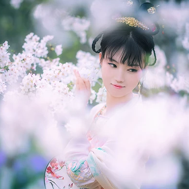 櫻粉清新女生頭像，唯美古風真人頭像