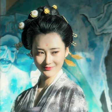 優(yōu)雅賞春帶團扇女生頭像，唯美古風(fēng)真人頭像