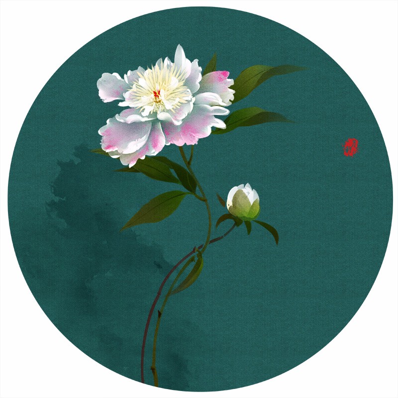 清新古風花卉插畫，清雅如詩的插畫圖片