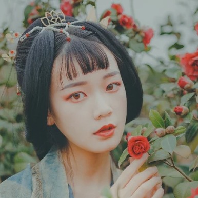 山茶花開女生頭像，唯美古風真人頭像