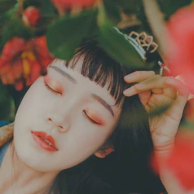 山茶花開女生頭像，唯美古風真人頭像