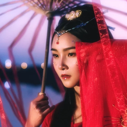 紅衣裳女生頭像，唯美古風真人頭像