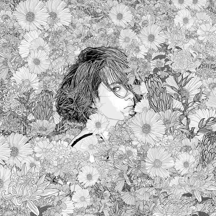 美人與花插畫：用線條淋漓盡致展現女性魅力！