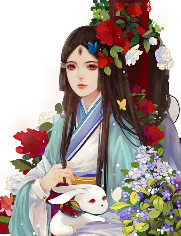 中國風美女手繪插畫圖片，五款唯美古風人物