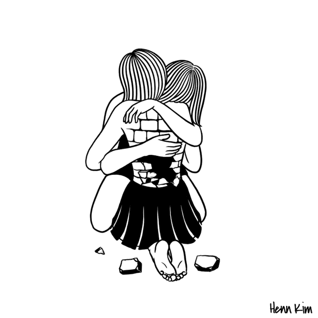 一組扎心黑色治愈系漫畫，看哭了的黑白插畫