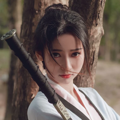 瀟灑霸氣帶兵器女生頭像，唯美古風真人頭像