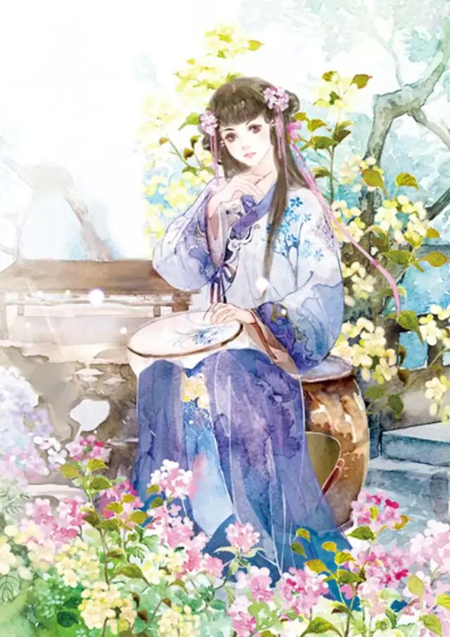 唯美古風圖片:寒月退霜風滿樓，夜靜人幽滿腔愁