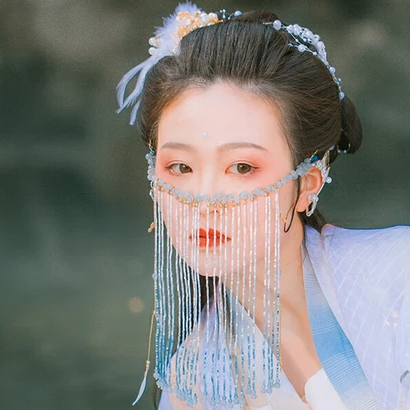 珠簾蒙面女生頭像，唯美古風真人頭像