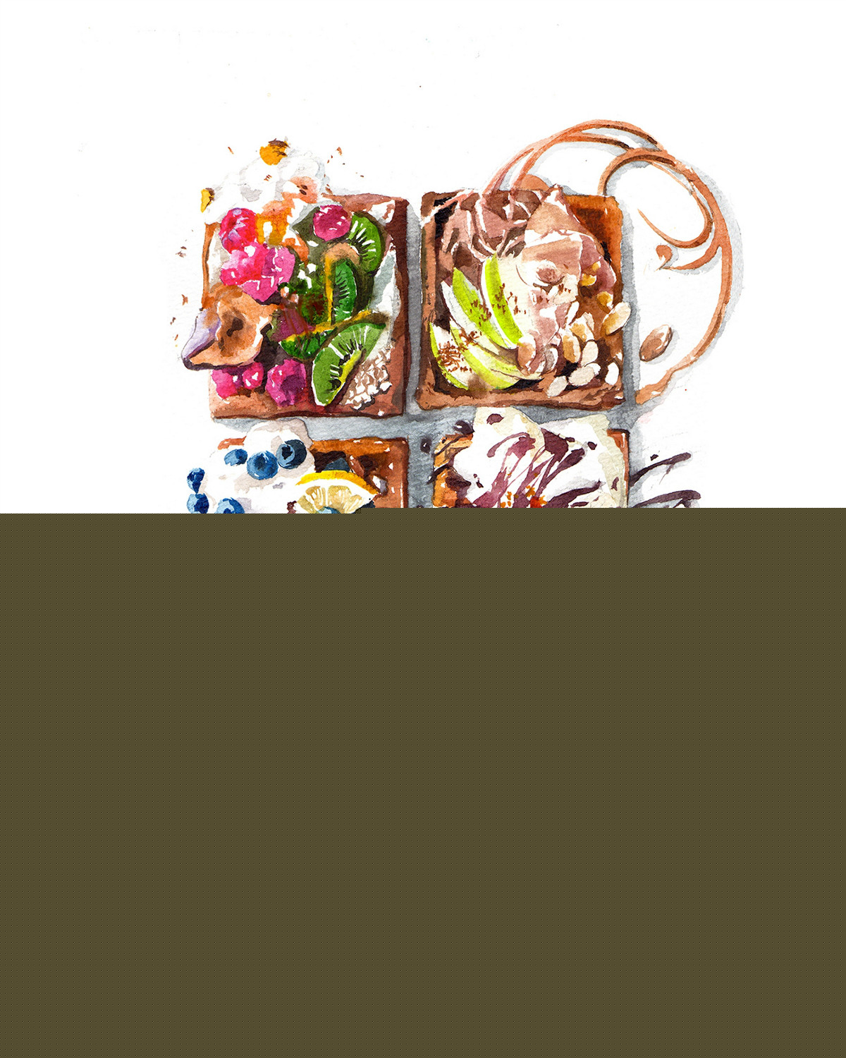 精致逼真的食物水彩插畫，淡雅手繪插畫圖片