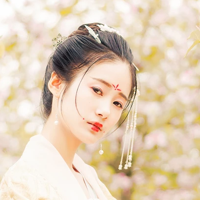 氣質花朵帶傘女生頭像，唯美古風真人頭像