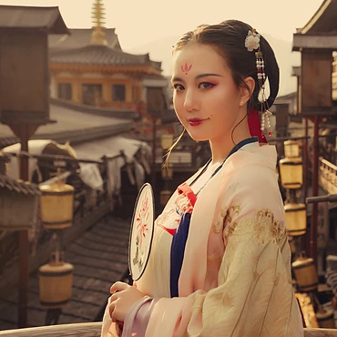 古典淡雅帶團(tuán)扇女生頭像，唯美古風(fēng)真人頭像
