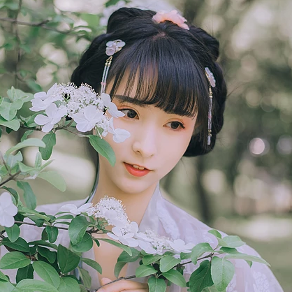 清新可愛瓊花女生頭像，唯美古風真人頭像