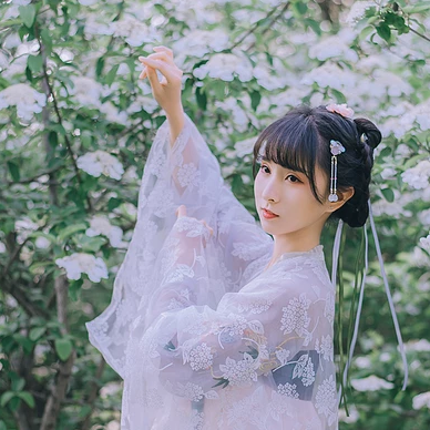 清新可愛瓊花女生頭像，唯美古風真人頭像