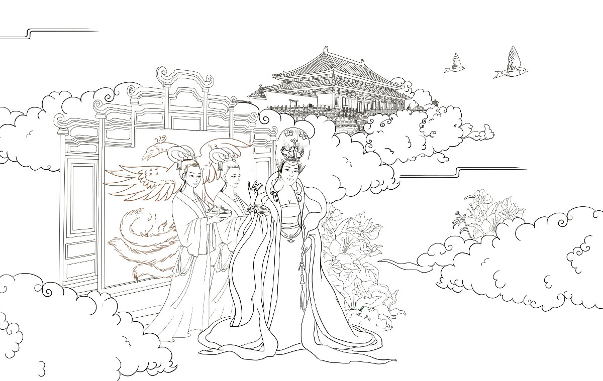 一款中國風化妝品宣傳插畫，廣告插畫設計